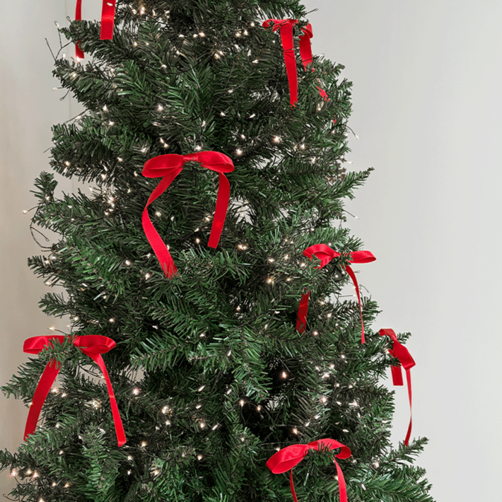 포포샵  크리스마스 트리 고급 리본 오너먼트 100 수제, 10개입