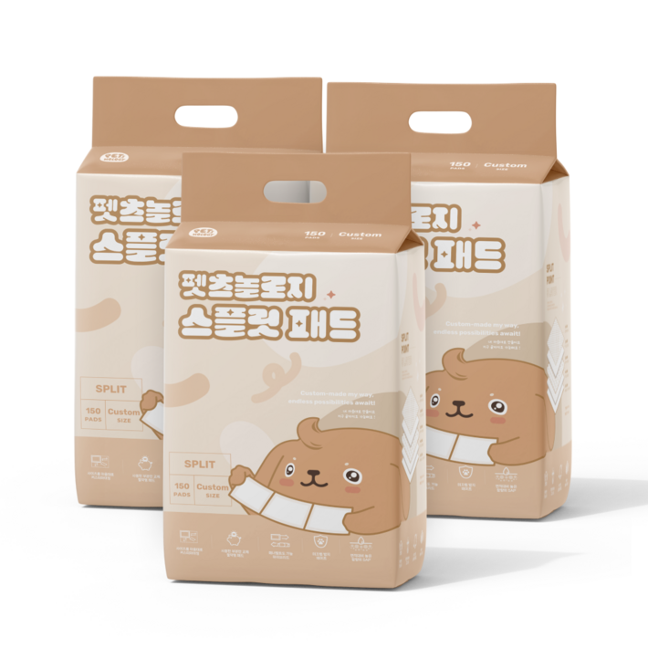 펫츠놀로지 사용한 부분만 교체하는 스플릿 배변패드, 3개, 150개입 펫츠놀로지 사용한 부분만 교체하는 스플릿 배변패드, 3개, 150개입