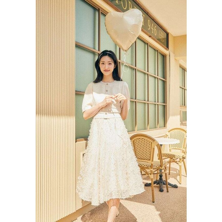 백화점상품 JJ지고트 원피스 우아한 트위드 프린지 플레어 하객