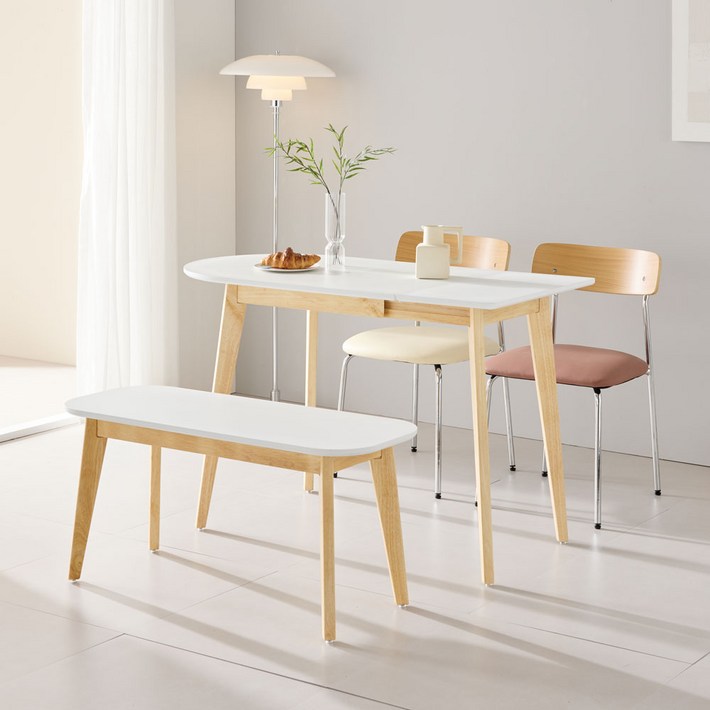 디자인제이 아르모 확장형 반타원 식탁 테이블 1200 x 600