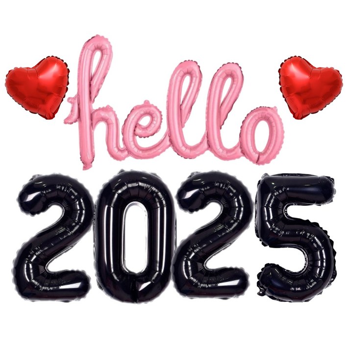 헬로 Hello 2025 새해 풍선세트 신년 파티 용품, 1개