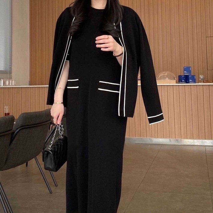 워니쇼룸핫한봄신상코코니트원피스세트 O030604 롱원피스 롱니트원피스 예쁜원피스 가디건세트원피스 하객룩