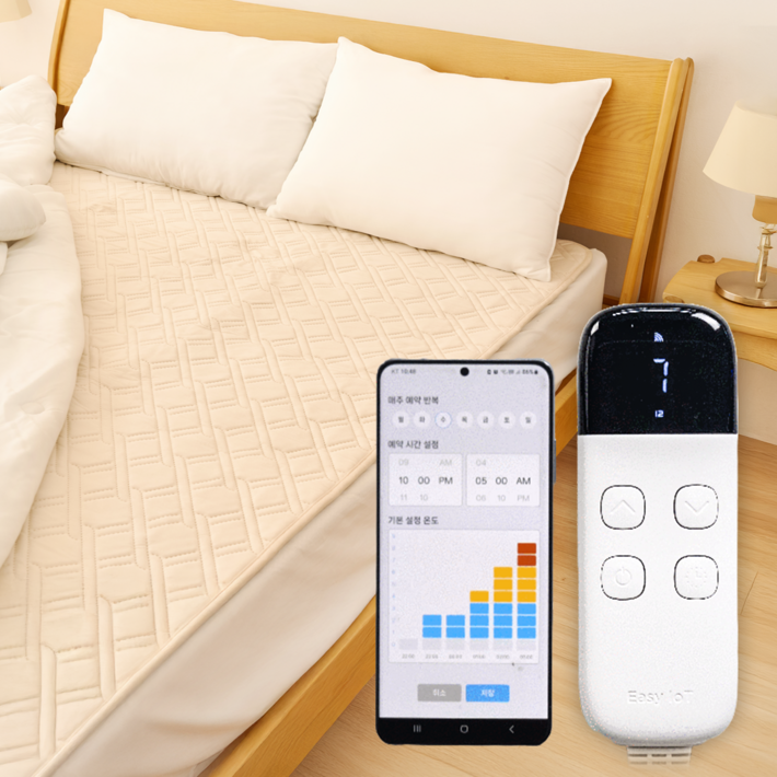 스마트 IOT 전자파없는 5세대 그래핀 탄소매트 워셔블, 아이보리