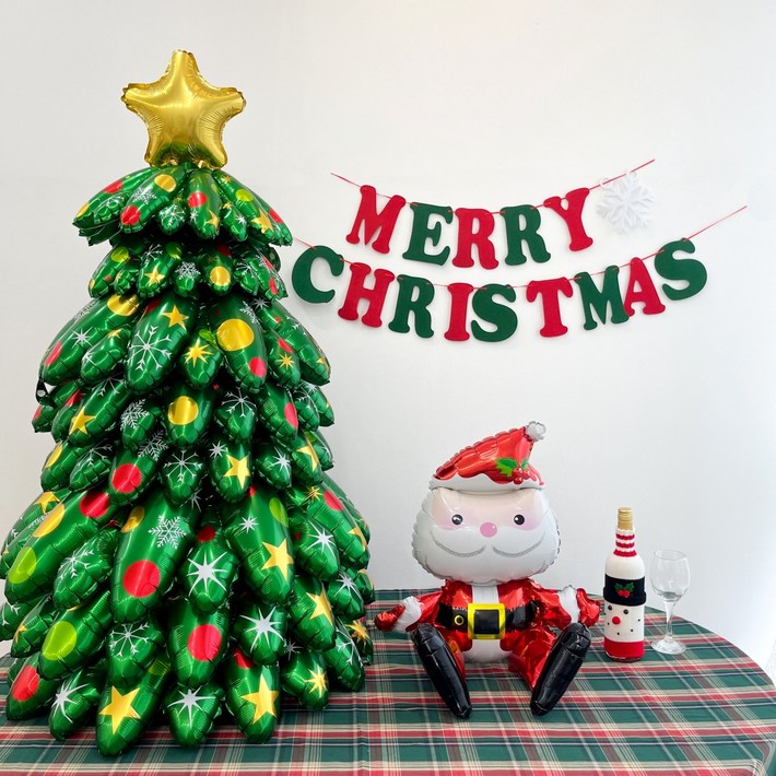 쏙쏙마켓 트리와 산타 은박풍선 세트, 1세트, 산타x대형트리x가랜드
