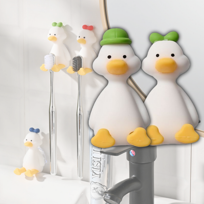 소중한가족 오리커플 위생적인 실리콘 칫솔걸이 칫솔꽂이 칫솔거치대