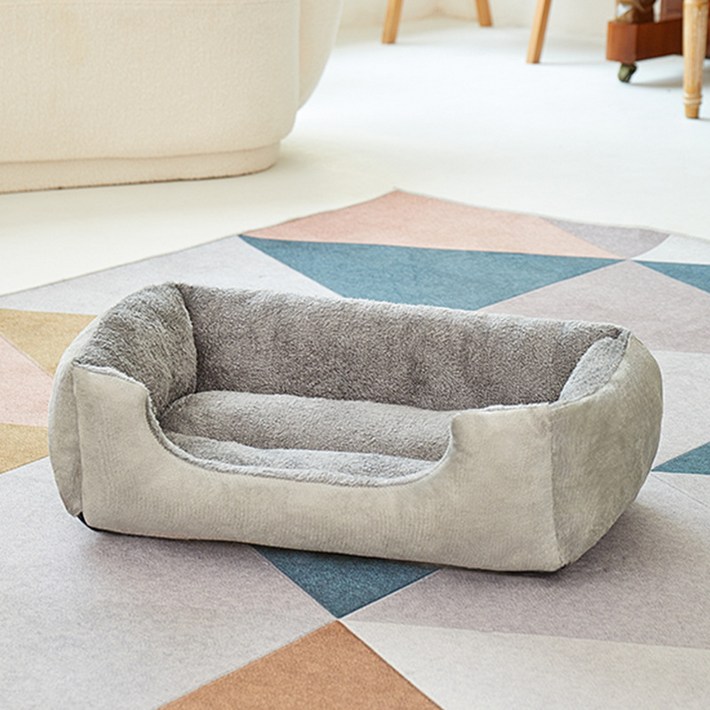 따뜻한 강아지 사각 방석 반려동물 사계절 펫쿠션, 1개, 그레이