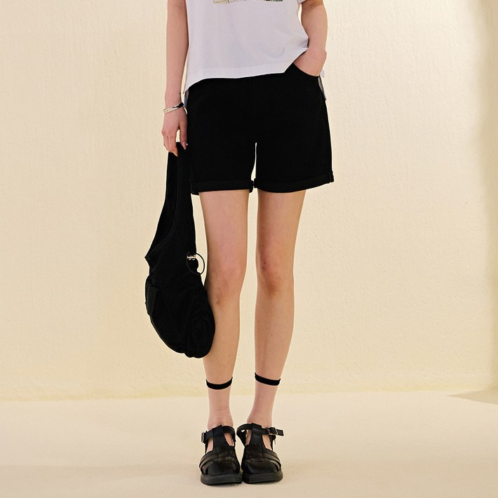 체이스컬트 본사직영여성 올 밴딩 롤업 데님 팬츠DCRG2672E03