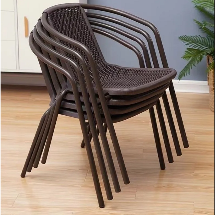 트랑떼 야외 의자 라탄 정원 베란다 커피숍 테라스 카페 의자, 1개, 브라운플라스틱라탄의자