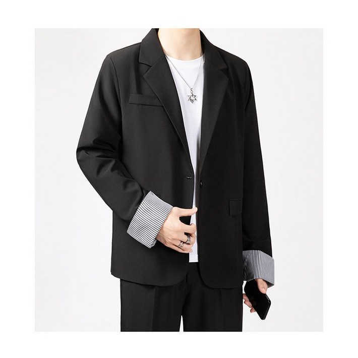 Tagi 남자 스트라이프 정장 자켓 싱글 정장 블레이저 오버핏 양복 루즈핏 춘추 캐주얼 베스트