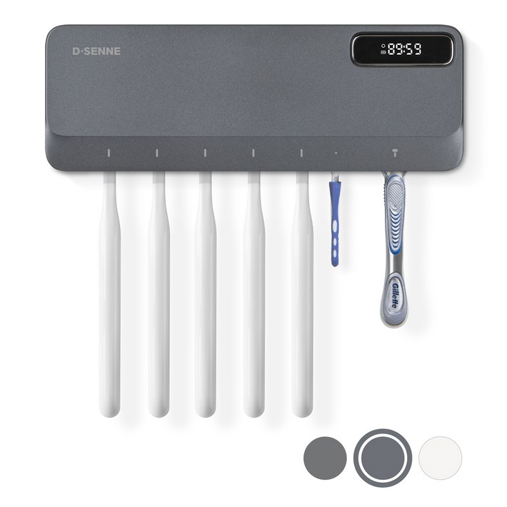 디센느 UVC 온열 건조 칫솔 살균기 거치대, 다크그레이
