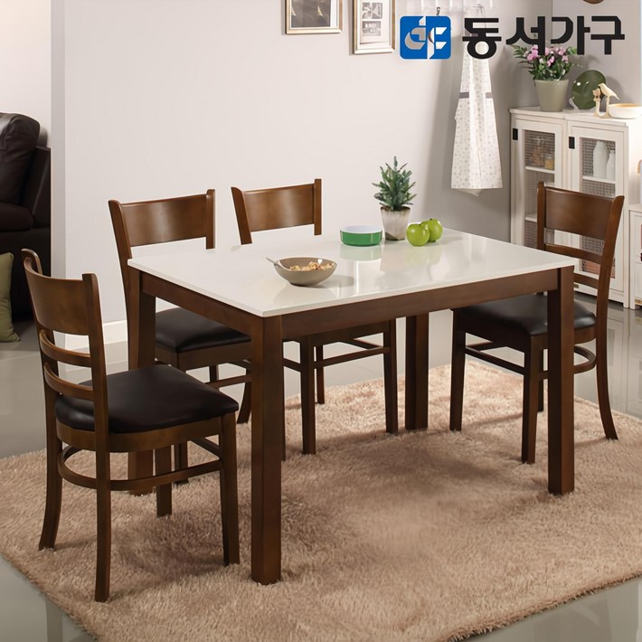 동서가구 H심플 고광택 하이그로시 4인용 식탁 테이블 의자 미포함 DF629505