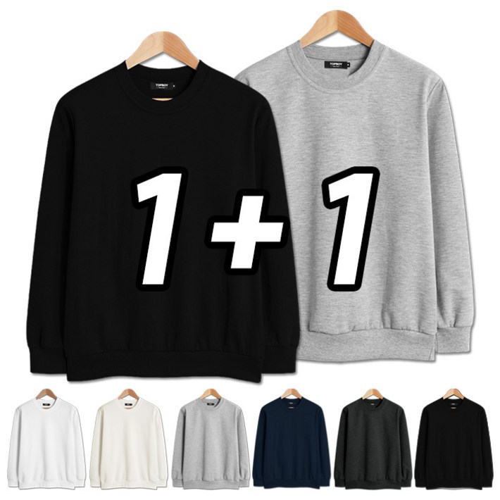 탑보이 2장 세트 데일리 특양면 맨투맨 빅사이즈 M-3XL (SCC5223PT)