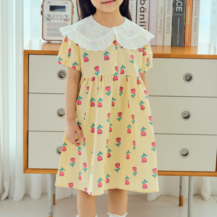 여아 원피스 플라워프린트 빅카라원피스