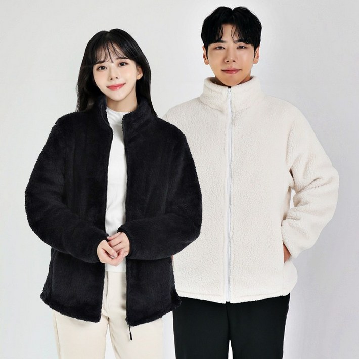 남녀공용 인조양털 집업 후리스 플리스 루즈핏 뽀글이 빅사이즈 2XL까지