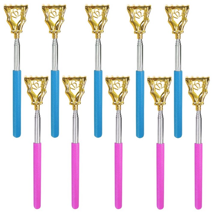 휴대용 골드 안테나 효자손 L타입 4단 접이식 효도손 스텐 등긁이, 07혼합A, 10개