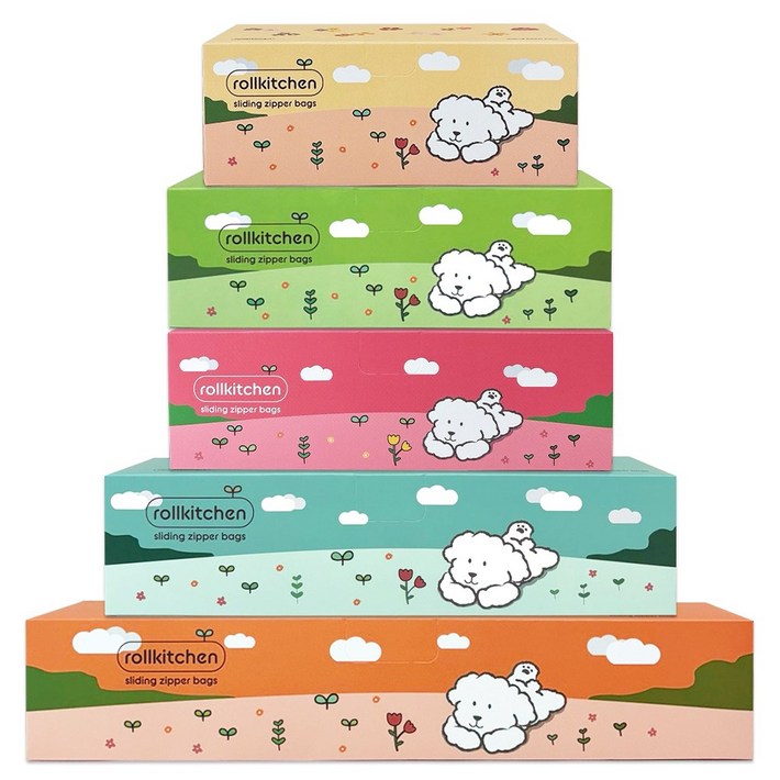 롤키친 슬라이딩 지퍼백 5종 세트79매 소중대특대세로형, 1개