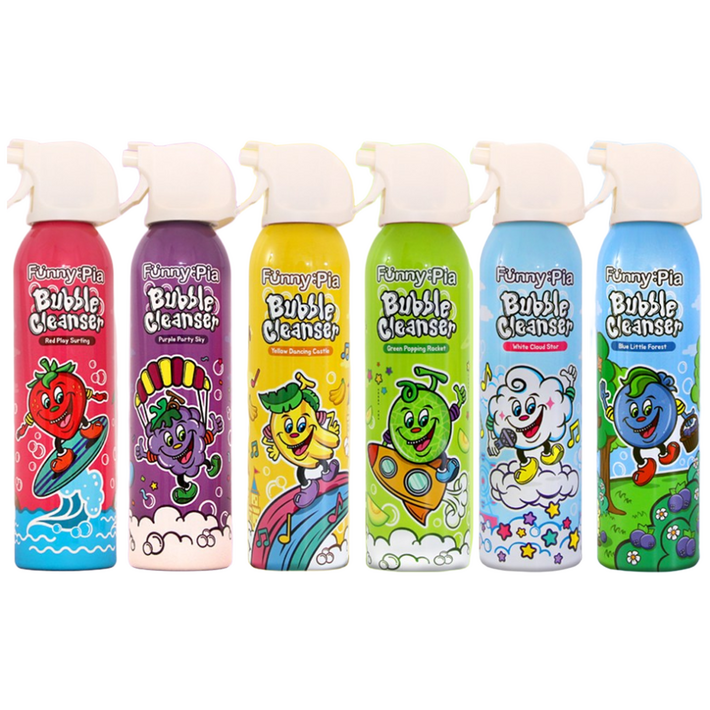 퍼니피아 버블클렌저 6종 세트 유아 키즈 거품 목욕 알러젠 딸기,바나나,포도,멜론,블루베리,파우더