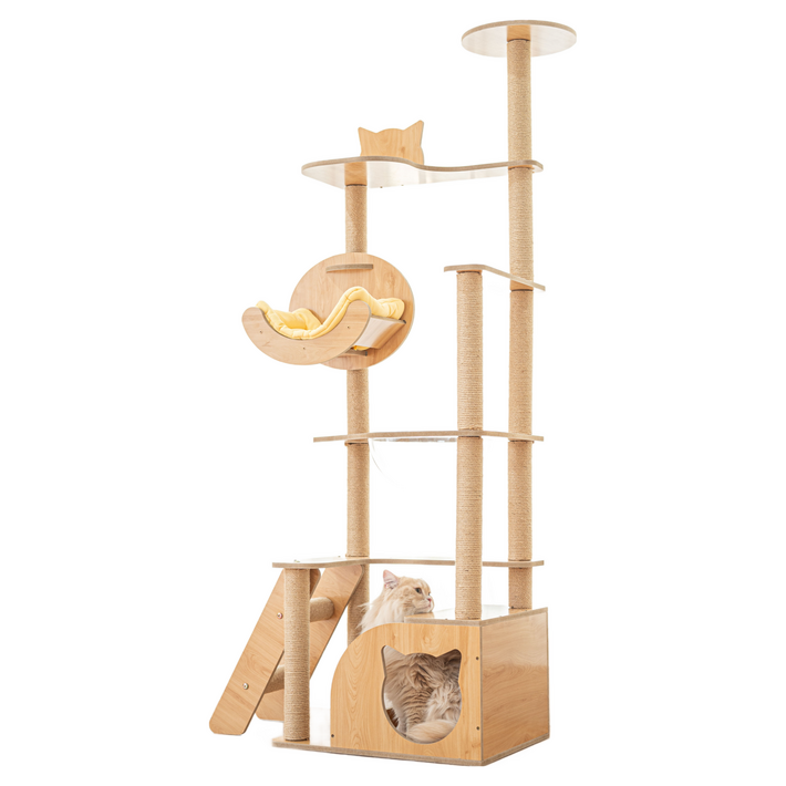 메일켓 고양이 숨숨집 우주선 다기능 캣타워 A DJWF170, 나무색, 1개