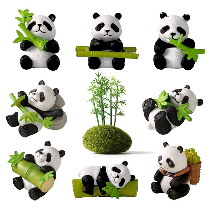 morningscent 대나무 판다 8종  대나무 피규어 세트