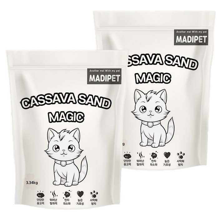 메디펫 고양이 카사바 모래, 10L, 3.34kg, 2개, 무향