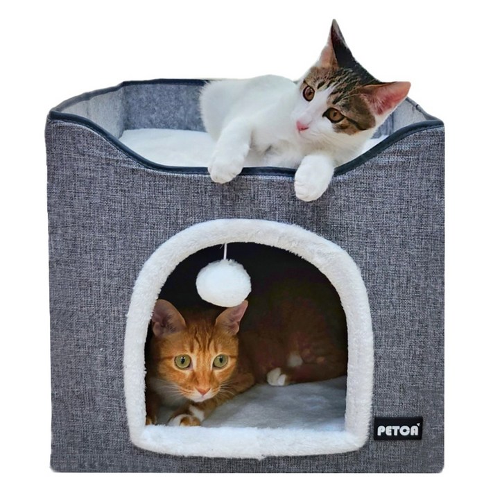 펫카 고양이 2층 쿠션 숨숨집 하우스