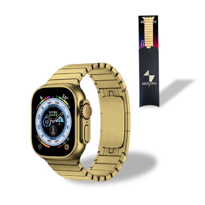 제라스 애플 스마트 워치 호환 메탈 스트랩 42  44  45  49mm, 골드