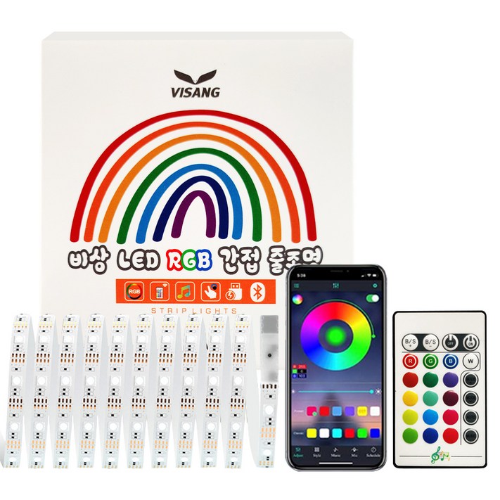 비상 LED RGB 간접 조명 5m, 혼합색상, 1개 비상 LED RGB 간접 조명 5m, 혼합색상, 1개