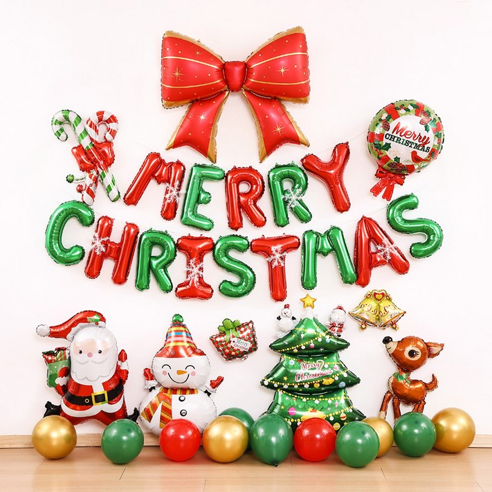 피앤비유니티 메리크리스마스 리본 눈꽃 풍선 세트
