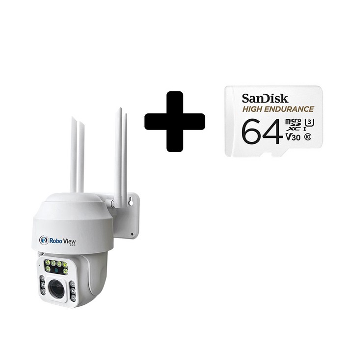 글로벌아이넷 로보뷰P3 홈 IP 카메라 CCTV 2.8mm12mm 300만화소 WHP364, 로보뷰P3 64GB SD카드