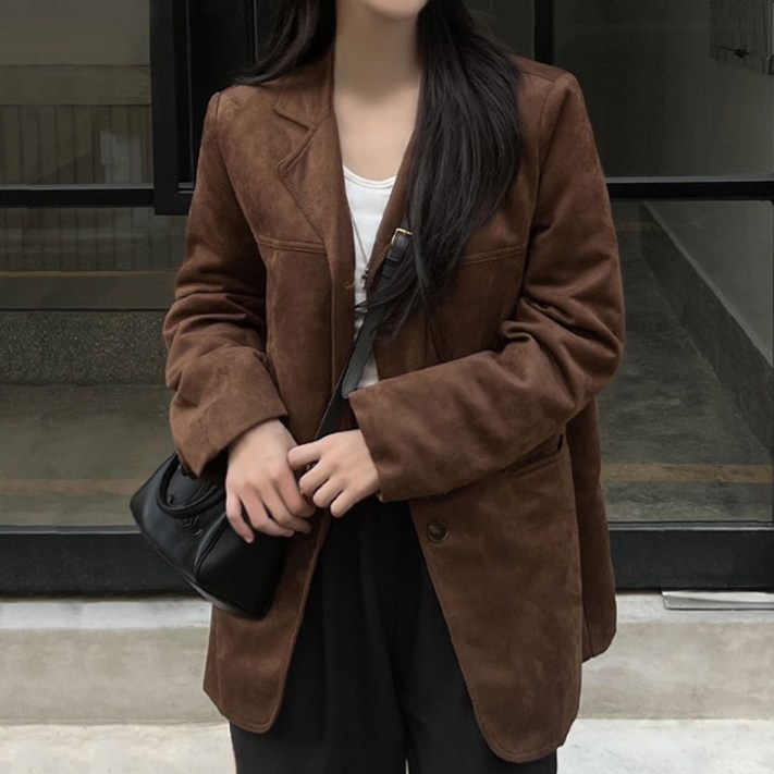 당일출고MD소장모카무스 스웨이드 카라 긴팔자켓정장출근 루즈오버핏 빅사이즈 봄옷 결혼식하객룩 빈티지 셔츠원피스 크롭레더가죽 블루종잠바 통통녀키작녀 수학 일본여행룩 블레이저