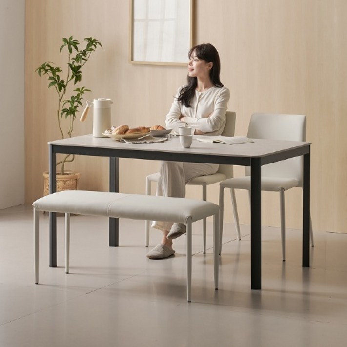 한샘몰pick 보니애 나폴리 포세린 세라믹 식탁세트 4인용 1400 벤치형체어형 선택