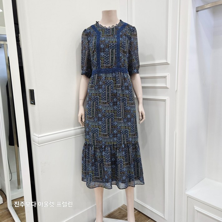 프렐린 프렐린 여성복 쉬폰 반팔 프린트 원피스 RJO252130