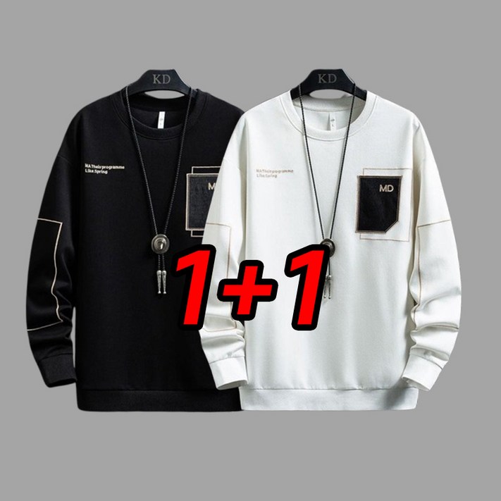 TIMEPURE 남자 맨투맨 11 세트 봄가을겨울용 라운드넥 기본 긴팔 티셔츠 남성용 데일리 루즈핏 캐주얼 트레이닝 상의 이너웨어 커플룩 남친룩 데일리룩