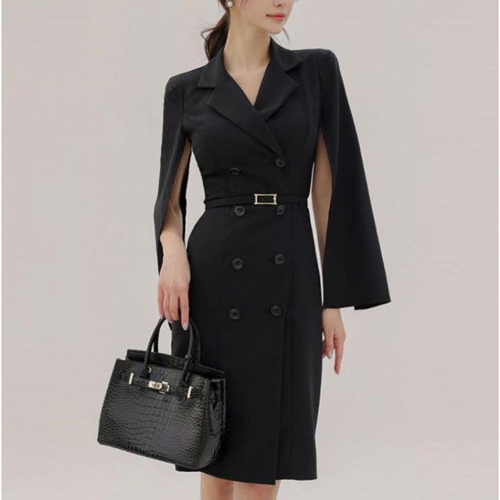 천하오 여성 정장 더블 소매 슬림핏 트렌치 원피스 TZ386