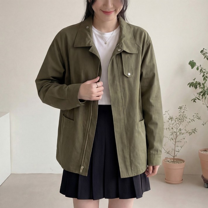 J1627 마호브 빅사이즈 여성 간절기 데일리 하프 점퍼 봄가을용