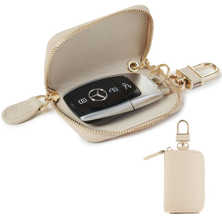 렉스레토 스마트 자동차 가죽 키홀더, 베이지
