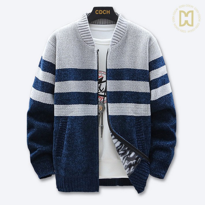 코디코치 남성 니트 기모 집업 라인 가디건 스웨터 자켓 코디코치 남성 니트 기모 집업 라인 가디건 스웨터 자켓