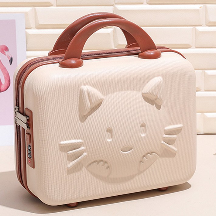 캐릭터 미니 캐리어 서머레디백 잠금형  기네용 화장품가방 고양이