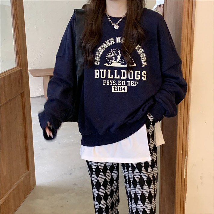 체인지쉬change she여성 라운드넥 캐주얼 루즈핏 얇은 맨투맨 티셔츠