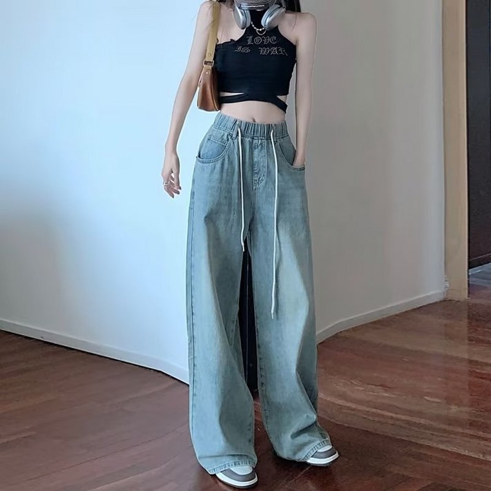 썸머걸 여성 밴딩 배기 데님 팬츠 밴딩 와이드 청바지 프리미엄원단 데님팬츠 썸머걸 여성 밴딩 배기 데님 팬츠 밴딩 와이드 청바지 프리미엄원단 데님팬츠