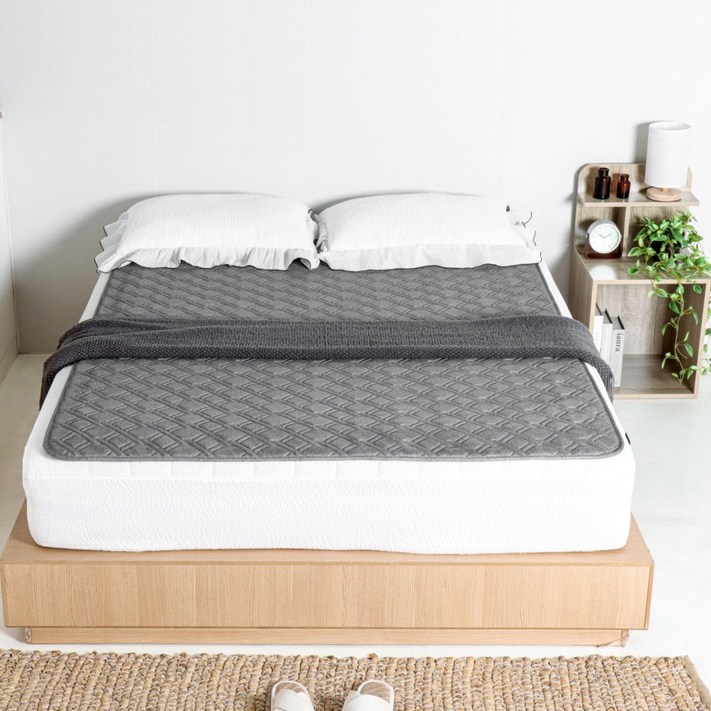 스마트폰 앱연동 몽비오스 국산 EMF 전자파없는 워셔블 극세사 그래핀 탄소매트 IOT 카본 전기매트 3H한일온열기, 01.딥멜란지, 03.킹분리160x200