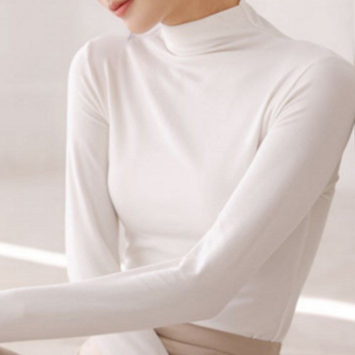 MS HOME 여성 모달 반목 폴라 이너 티셔츠 긴팔