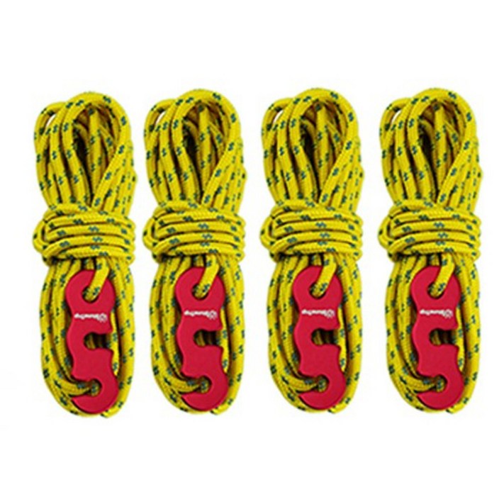 올포디움 캠핑용 반사 스트링 로프 4mX4개 1세트 텐트 타프 끈 텐트로프스트링, 스트링로프4P옐로우