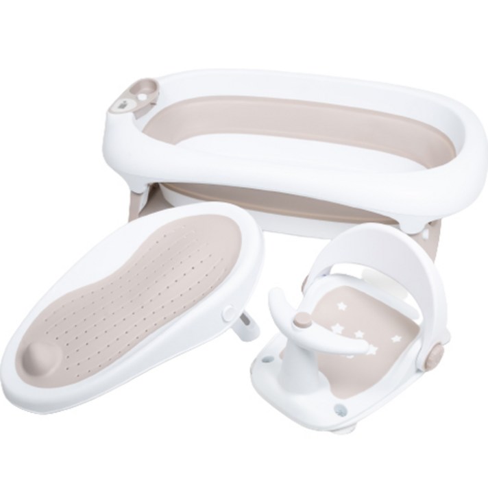 베베스페이스 유아용 접이식 온도계 욕조  목욕 의자  신생아 욕조 세트, 혼합 색상