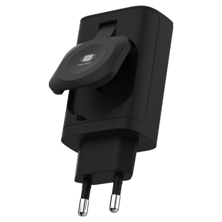 케미 여행용 가정용 올인원 40W 3포트 초고속 충전기 애플워치 호환, 1개, 블랙