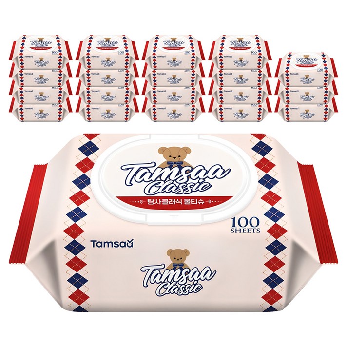 탐사 클래식 물티슈 캡형, 100매, 20개