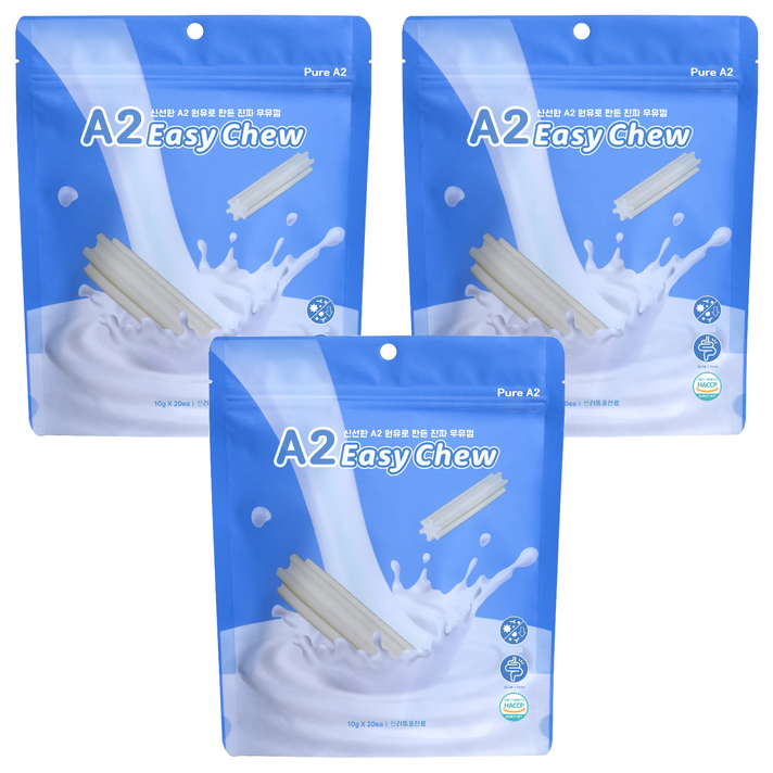 PureA2 반려동물 이지츄 덴탈껌 20p, 우유, 200g, 3개