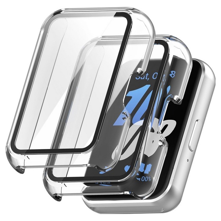 칸탐 갤럭시 핏3 호환 풀커버 강화유리 케이스 2p 세트, 투명투명, 1개