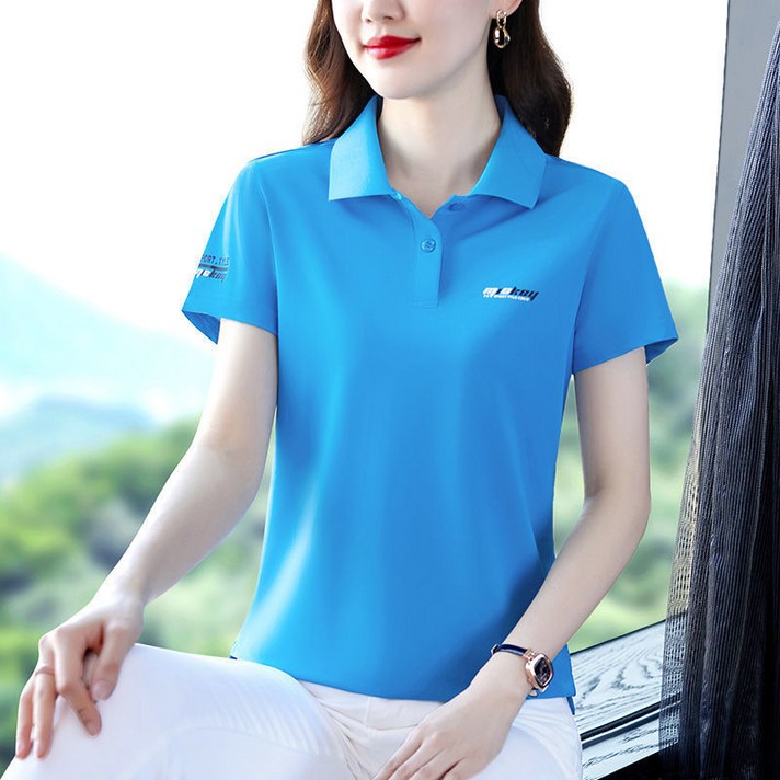 마더브띠 여성용 카라넥 반팔 무지 티셔츠