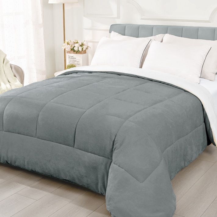 겨울이불 극세사 우유 양털 두꺼운 이불, 회색